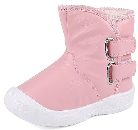 LACOFIA Stivali da Neve Invernali Bambina Scarpe Impermeabili Suola Antiscivolo in Gomma per Neonata Rosa 21/22