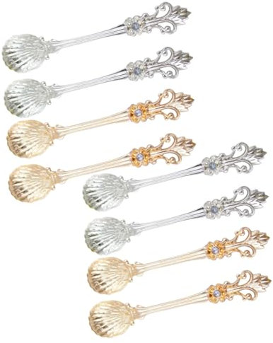 Cuillères à dessert, 8 cuillères à café à crème glacée cuillères à mélange Espresso cuillères à café Vintage cuillères à café au miel Crystal tea pot set cuillère décorative de cuisine