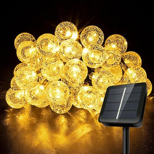 AGOTD Guirnalda Luces Exterior 40LED 6M, Alimentado por Energía Solar 8 Modos Luces Solares Led Exterior/Interior, IP65 Impermeable Cadena Bombillas para Jardín Terraza, Patio, Navidad, Fiesta
