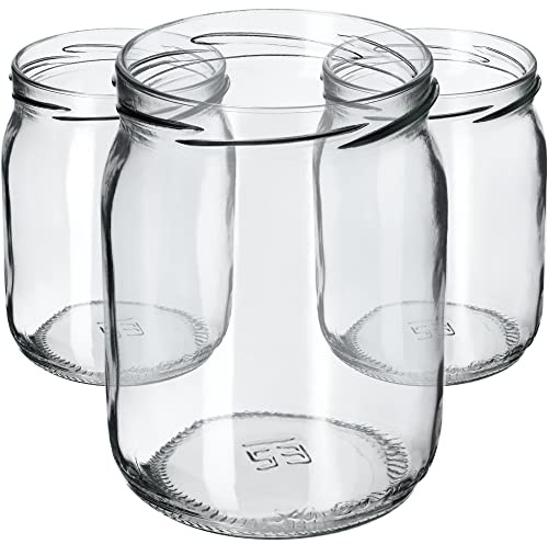 KADAX Syltburkar 540 ml, konserveringsburkar med skruvlock, glas med skruvlock, konserveringsburkar, förvaringsburkar för insättning av gurkor (16 stycken, utan lock)