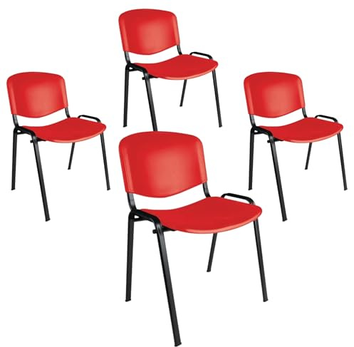 Topsit Lot de 4 chaises visiteurs, chaises de conférence, empilables, avec Assise et Dossier en Plastique