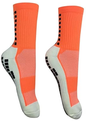 ShirazO Calzini sportivi antiscivolo per uomo e donna, anti vesciche, con impugnatura in gomma antiscivolo, per calcio, rugby, basket, corsa, escursionismo, trekking, yoga e pilates, Arancione, One