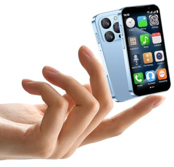 YOHOPE 3 tums minimobiltelefon, HD-skärm, dubbla SIM-kort, dual standby, 2 GB RAM, 16 GB ROM, ansiktsigenkänning, wifi, kompakt smartphone för barn och säkerhetskopior (blå)