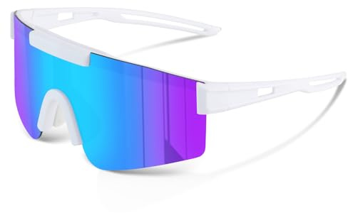 konqkin Cycling Glasses-Sports-Sunglasses-Mens-Womens-Polarised Sun Glasses UV400 Protection Ski Goggles Outdoor Bicycle Motorbike,whtie ice blue