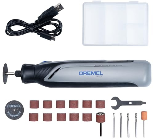 Dremel 8150 Bürstenloses Akku-Multitool-Set, 7,2V 2Ah per USB-C Aufladbarer, 20 Zubehöre, Variable Drehzahl von 5.000 bis 30.000 U/min, LED-Frontlicht, Schneiden, Schärfen, Schnitzen, Schleifen