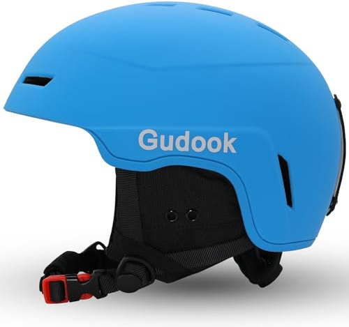 Gudook Casco da sci da donna e uomo, per sci, snowboard, con sistema di ventilazione, casco da neve per adulti e ragazzi (blu opaco, M (54-57 cm)