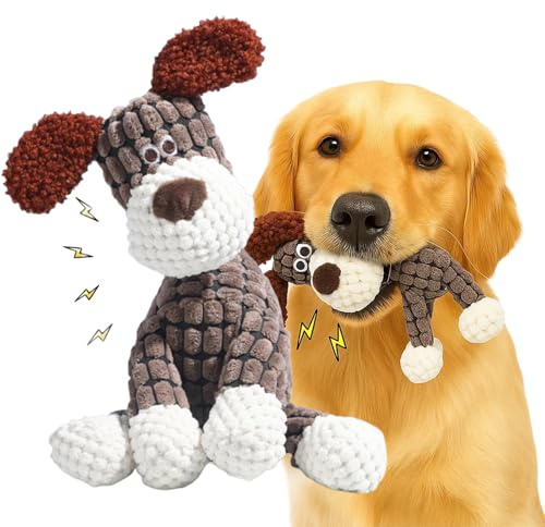 JunD Juguete para Perros 2025 – Peluche Interactivo para Cachorros y Perros Pequeños o Medianos con Chirriador y Tejido Resistente, Mordedor y Cojín de Compañía 25,5 x 13,5 cm