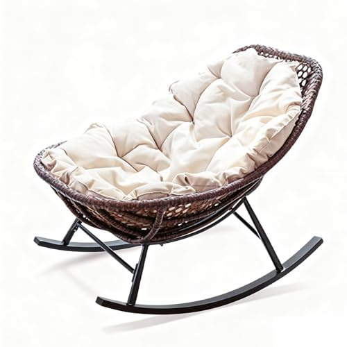 PyramDFC Madera macizaFauteuil de Balcon en Osier, Fauteuil d'extérieur en rotin écologique, Fauteuil d'extérieur en Osier PE, idéal pour Le Jardin. 1 Coussin d'assise Inclus.(Dark,106 * 64 * 94)