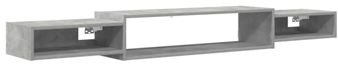 Heofavd Mobile TV da parete, mobile TV sospeso per media, mensola TV aperta in legno 180 x 28 x 21 cm, grigio cemento, design moderno per il soggiorno