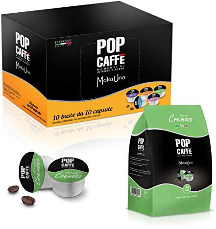 400 CAPSULE POP CAFFE' MOKA-UNO 2 CREMOSO COMPATIBILI UNO SYSTEM ILLY KIMBO