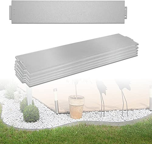 LARS360 Gräskant, metall, galvaniserad rabattkant – silver skarvmontering (40 m, 100 x 15 cm)