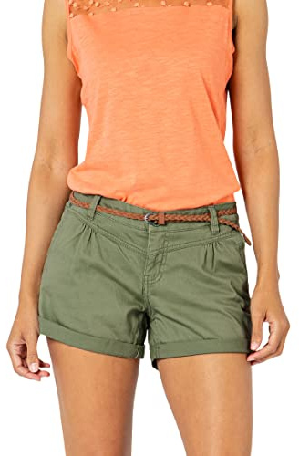 Sublevel Damen Kurze Hose Stretch-Shorts mit Flecht-Gürtel Middle-Green M