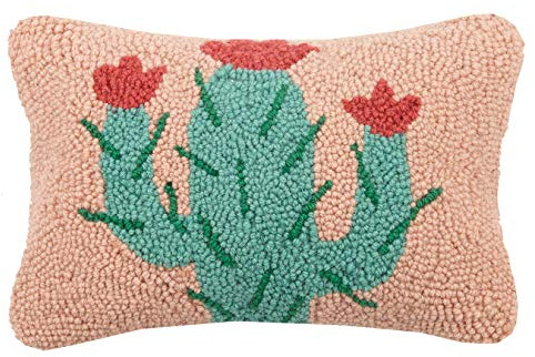 Peking Handicraft 30JES414C12OB Cactus Hook Pillow, 12-inch Length, Wool and Cotton
