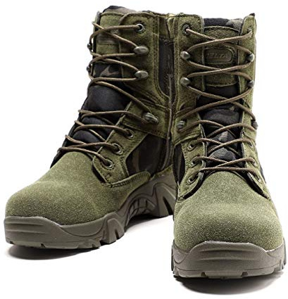 Hombres Tactical Boots,Alta tops zapatos especiales del Ejército de Formación Escalada al aire libre botas de montaña de combate,Green- 41/UK 7.5/US 8