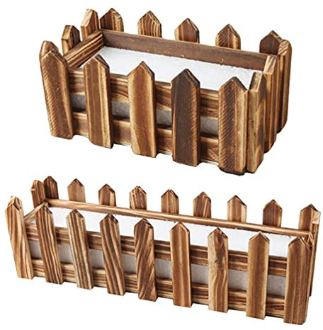 VOSAREA 2pcs Fence Flowerpot Rustic for Home Decor Natural and Safe Material for Indoor and Outdoor Use
