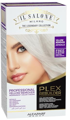 Il Salone Milano Plex Rebuilder - Yellow Remover Hair Dye Kit for Blonde, Grey, White, Natural or Colored Hair - Neutralizes Brassy Tones - Professional Salon - Paraffin, Paraben, Ethyl Alcohol Free