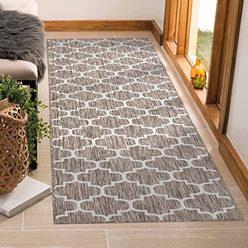 carpet city matta, utomhus, väderbeständig – beige – 80 x 250 cm löpare – marockansk – balkongmatta, vattenavvisande – inomhus- och utomhusmattor för terrass, trädgård, kök, badrum eller vardagsrum