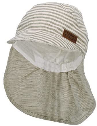 Sterntaler Baby Jungen Schirmmütze Baby Schirmmützen Nackenschutz mit Ringel - Schirmmütze Baby, Baby Mützen - aus Baumwolle - dunkelgrün, 49