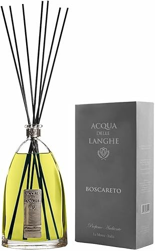 Acqua delle Langhe Boscareto Profumatore Ambiente - 200ml Diffusore Aromi, Rattan-Stäbchen, Raumduft, Italienische Handarbeit, Luxuriöser Raumduft