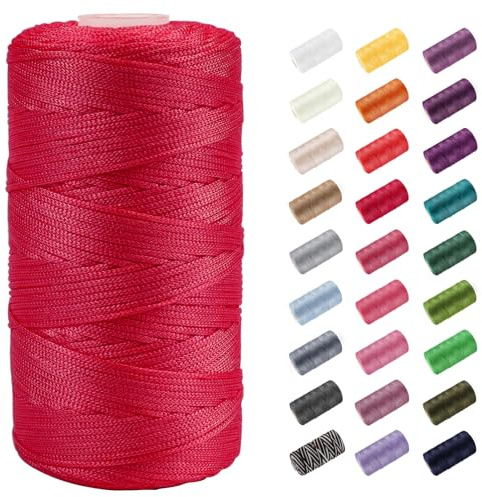 CAMAL Polypropylene Garn 1,5mm x 200m Häkelgarn für Taschen Makramee Garn für Handtasche Häkeln Polypropylene Yarn für Handwerk Wohndekorationen, Platzteller, Umhängetasche (Weinrot)