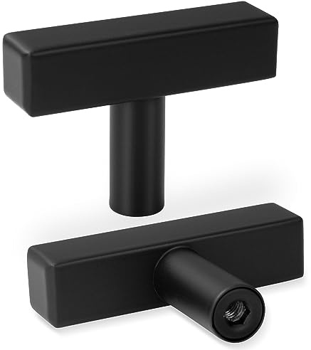 AEEKEL 30 Pack Square Cabinet Knobs Matte Black Drawer Knobs 2 Length, Single Hole Kitchen Knobs for Cabinet Pulls, Stainless Steel Cabinet Handles for Bedroom Bathroom Office