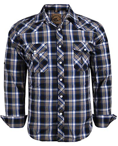 Coevals Club Chemise Homme Manches Longues Casual Boutons-Pression Unis Costume à Carreaux Regular Fit décontractée à Boutons Bas Hommes Chemise d'affaires à Repassage Facile