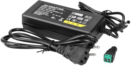 Jandei - Fuente de Alimentación Transformador Enchufable 110/220V AC a 12V DC 60W 5A, Cable 1m y Conector Hembra. Instalación en Interior IP20, para Tira Led, Neón o Dispositivos de Bajo Voltaje
