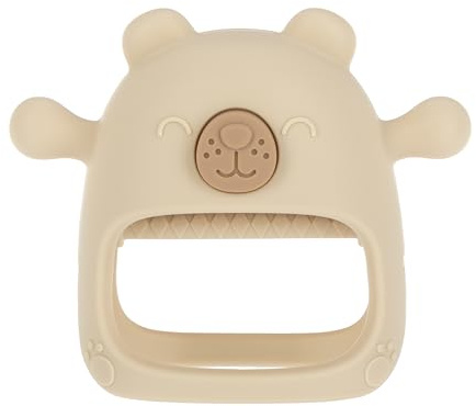 Nuby Silicone Wrist Teething Mitten - Baby Teether Ring - 3+ Months - Brown Bear