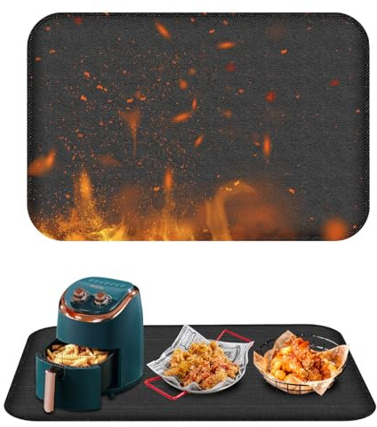 Tappetino resistente al calore, spessore 60 x 40 cm, resistente al calore, per friggitrice ad aria calda, base ignifuga per piani di cucina, macchina da caffè, silicone in fibra di vetro, antiscivolo