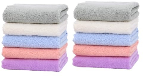 TOYANDONA 10stücke Teiliges Waschtuch Aus Hochdichtem Korallenfleece Weiche Waschhandschuhe Mit Hoher Saugfähigkeit Und Schneller Trocknung Farblich Sortierte Babypflegetücher Für Gesicht Un