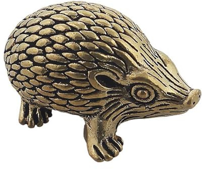 Avejjbaey Vintage mässing igelkott skulptur antik djurfigur Fengshui miniatyr figur för samlare och unik vintage mässing igelkott figur