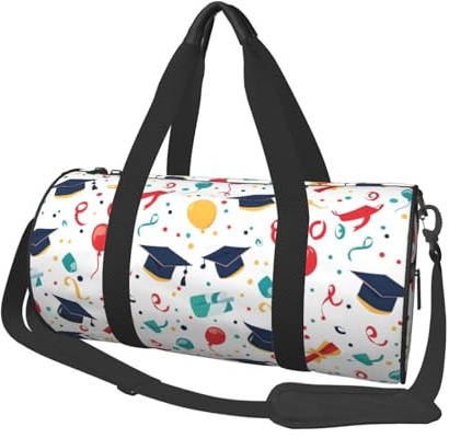 Graduation Cap Balloon Print Travel Duffle Bag, Sports Gym Bags for Women Men, Carry On Weekender Overnight Personal Item Travel Bags