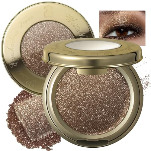 Noerrors Gold Glitter Eyeshadow, Metallic Champagne Golden Single Eyeshadow Palette, Cream Smooth Blendable Shimmer Sparkly Eye Glitter, Highly Pigmented Gold Smokey Eye Highlighter Makeup For Women