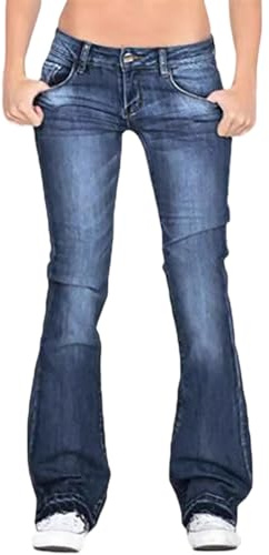 Genérico Pantalones Acampanados Mujer Cintura Baja Jeans Acampanados Vintage Jeans Elásticos de Corte Bota Casuales Ajustados con Elasticidad Pantalones Vaqueros Ajustados Tubo