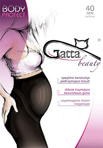 Gatta Body Protect 40den – Collant per donne incinte con speciale mutandina morbida molto elastica opaca, schwarz, L