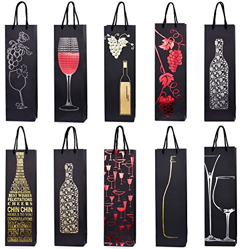 10 sacs à bouteilles sacs à cadeaux pour vin, prosecco et champagne 40 x 12 x 9 cm - mix