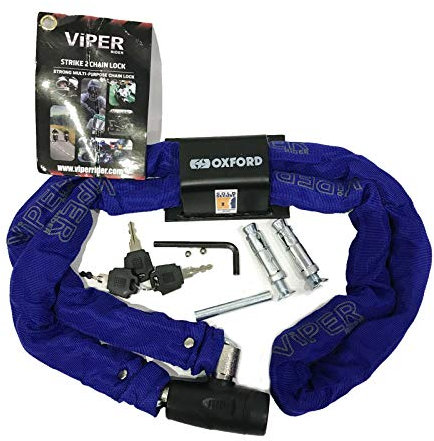 Oxford Brute Force Motorcycle Security Ground Anchor + 1.8m Chain Lock Viper Strike2 Rock Solid Motorbike Scooter Securing Kit