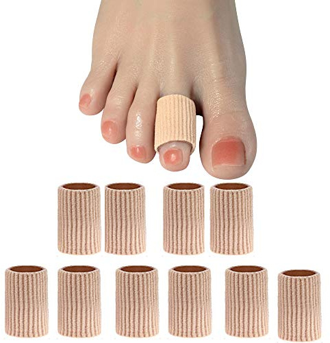 DYKOOK Gel Lined Toe Tubes Sleeves 10 Pcs, Made of Elastic Fabric Lined with Silicone Gel. Toe Sleeve Protectors Relief Toe Pressure
