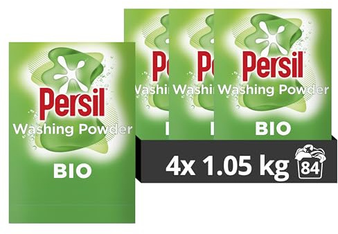 Persil Bio Washing Powder 100% recyclable pack for stain removal first time 4x 1.05 kg (84 washes)