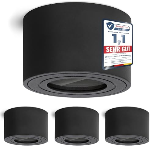 linovum SMOL Decken Aufbauspot Aufbaustrahler IP44 schwarz rund für LED Module
