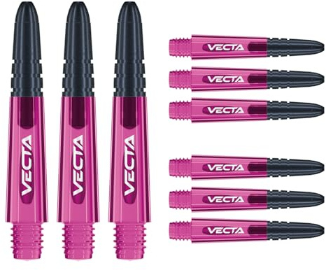 WINMAU Vecta Tiges de fléchettes en Polycarbonate - 1 Ensemble par Paquet (3 Fléchettes Tiges au Total) - Accessoires de fléchettes Professionnelles - Rose et Noir Tiges Courtes