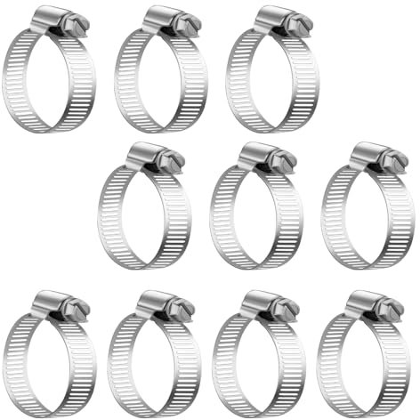 MINICIRCLES 10 Pcs Hose Clips, Adjustable 8-64 mm 304 Stainless Steel Hose Clamps, Worm Drive Pipes for Automotive Fuel Pipe Clamps, Hose Connections Home Gas Pipe Water Pipe (13-19mm)