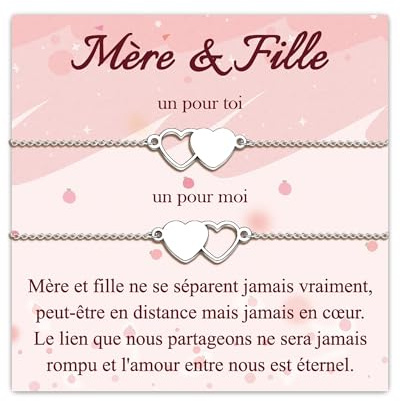 SUNSH 2/3 Mere Fille Bracelets,Cadeau Maman et 1/2 Filles,Cadeau Fête Des Mères,Mamie Petite-Fille Bracelet Cadeau,Noel Cadeau Fetes Des Mere Anniversaire Femme Ado Fille Original Idee Coeur Bijoux