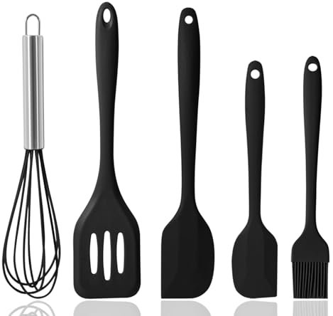 Set di 5 Spatola da Cucina Utensili,Spatole in Silicone,Cucina in Silicone S-patola,Resistente al Calore Antiaderenti Utensili da C-ucina in S-ilicone,per Cuocere e Cucinare