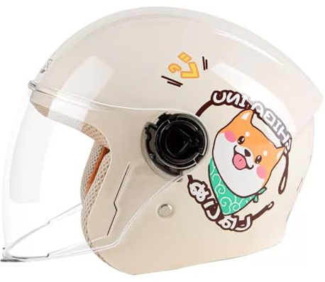 GNIUBBDB Offener Motorradhelm für Kinder mit Visier, ECE-geprüft, 3–14 Jahre, Jungen und Mädchen, 3/4-Halbhelm A-1,48-55CM