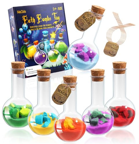 MeCids Badebomben für Kinder - 6er Pack Organische Natürliche Zaubertrank Flaschen Badebomben Kit für Jungen & Mädchen - Geburtstag & Weihnachten