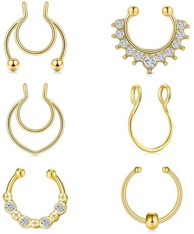Moguri 6 anillos de nariz de oro anillos nasales anillos nasales septum oro falso