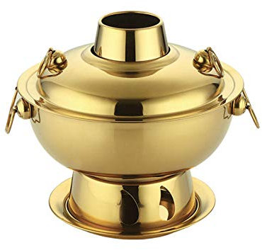 Kinesisk koppar Hot Pot, Fondue kinesisk koppar het gryta, elektriska fonduer 1,8 liter rostfritt stål varm gryta kinesiskt fondue-lamm kinesisk kol hotpot utomhus spis picknick spis (röd koppar)