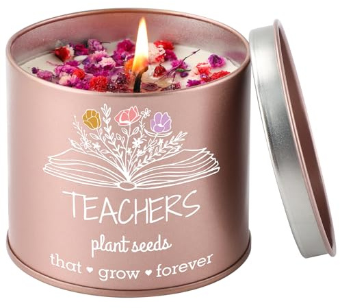 PRSTENLY Teacher Gifts for Women Men, Thank You Teacher Scented Candle | Nursery Math English Teacher Day Gift Graduation End of The Year Christmas Birthday Gift Plant Seeds