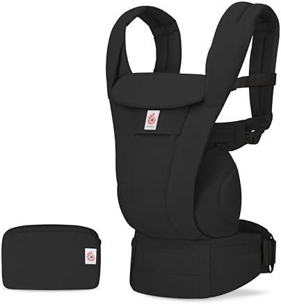 Ergobaby Omni Deluxe All-in-One Babytrage für Neugeborene ab Geburt bis 20kg, Ergonomische 4-Positionen Babytrage aus 100% Baumwolle, Rückentrage Baby-Tragetasche, Onyx Black